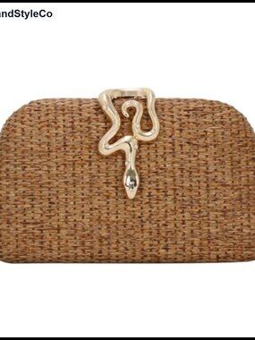 Woven Straw Clutch Purses for Women Summer Evening Bag with Chain Crossbody